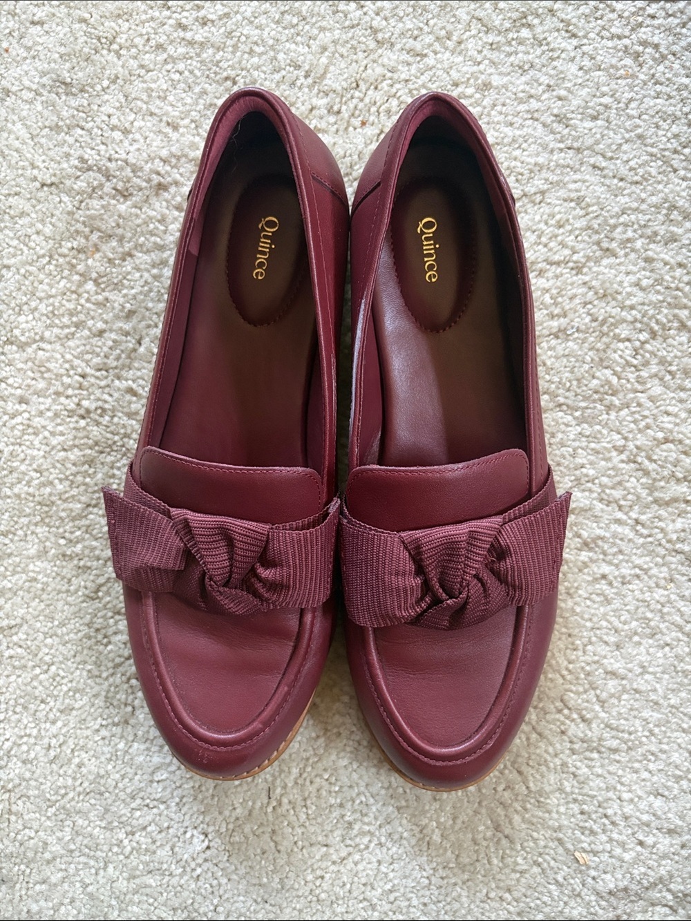 Quince Women's Burgundy Bow Loafers - Picture 4 of 13